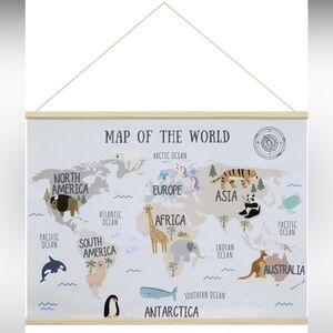 Bon et Beau World Map Wall Hanging Canvas Poster Nursery & Children Room Decor